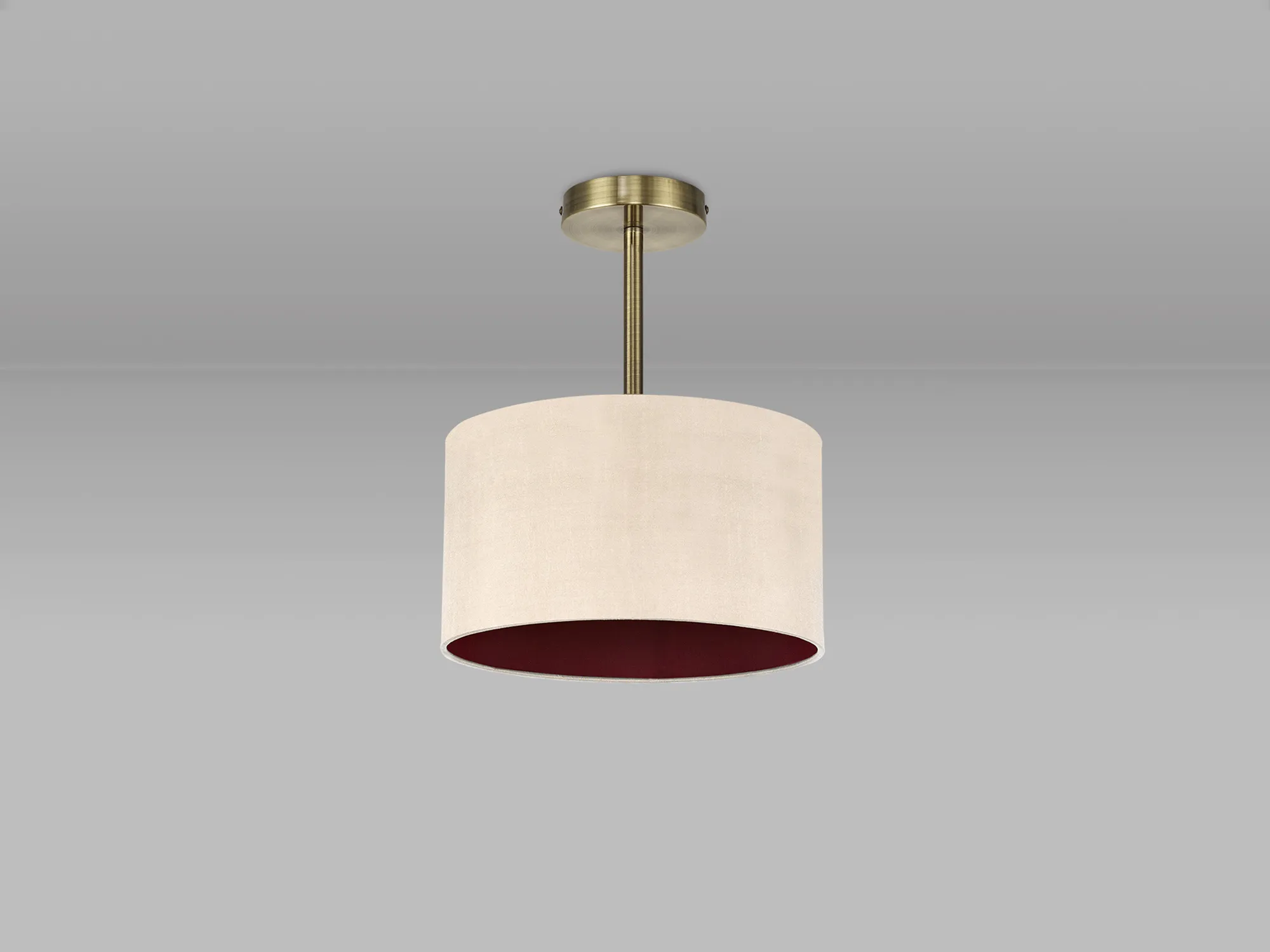 Baymont 30cm Semi Flush 1 Light Antique Brass; Antique Gold/Ruby DK0164  Deco Baymont AB AG